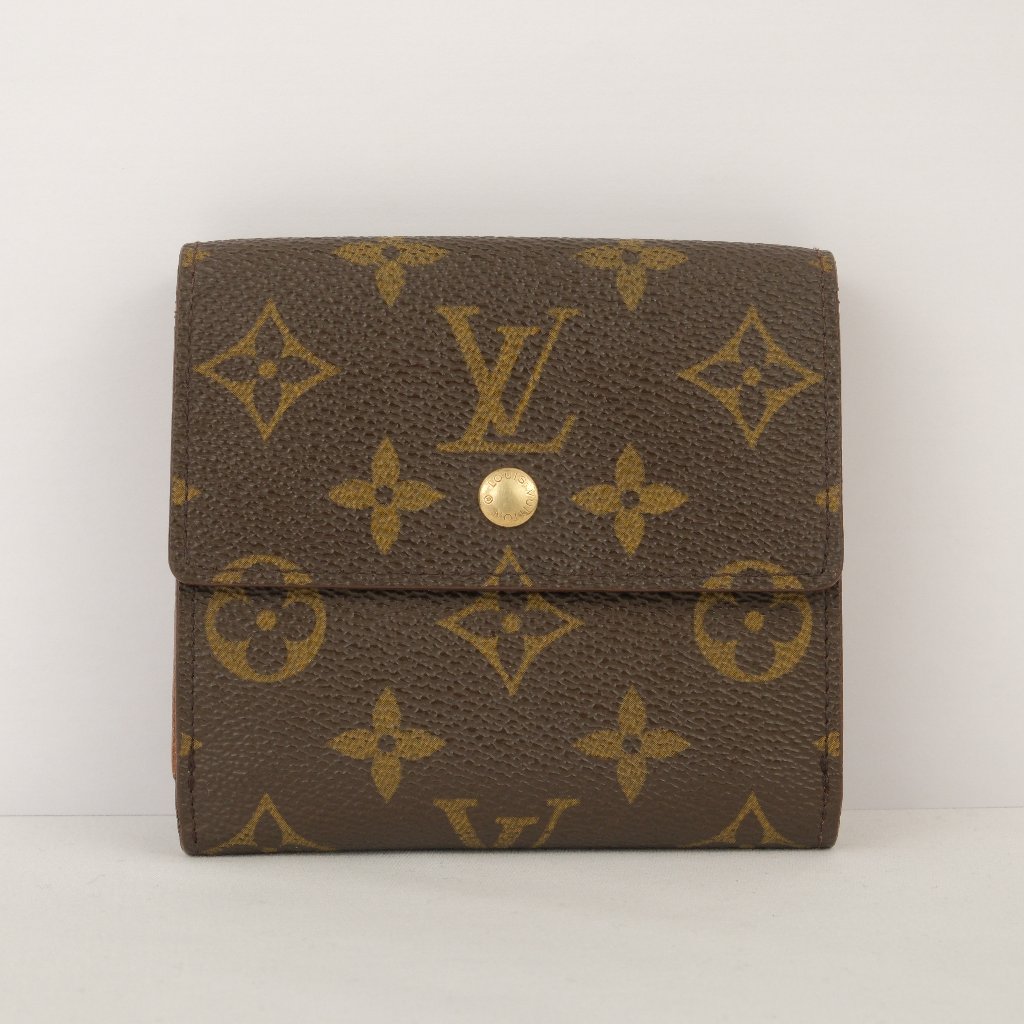 Louis Vuitton Lv Monogram Tri-Fold Double Snap Compact Wallet, Brown/Tan